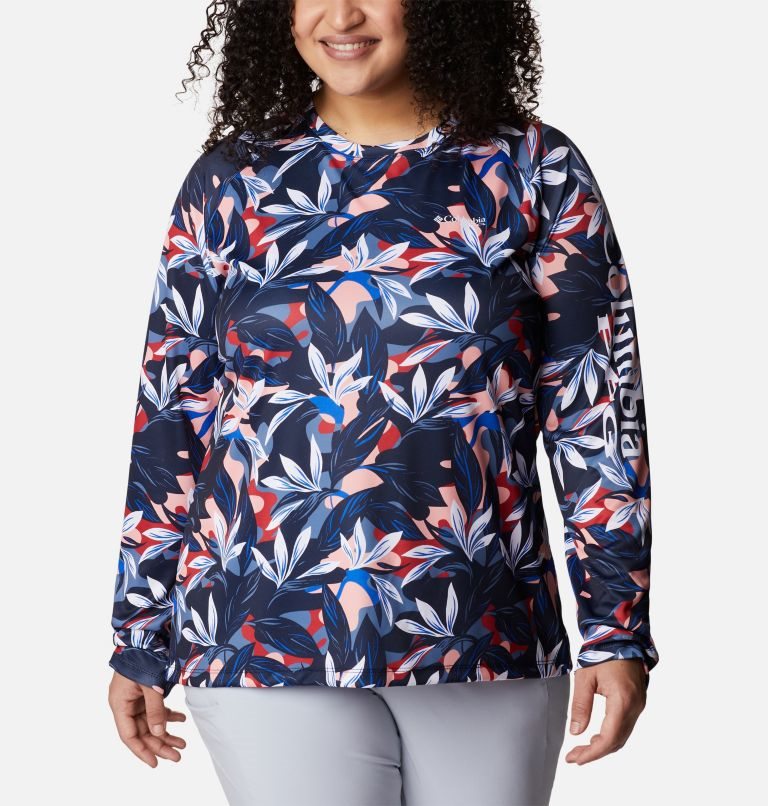 Hanorace Columbia PFG Super Tidal Tee II Long Sleeve Dama Flori | Plus Size CS71M0AZS